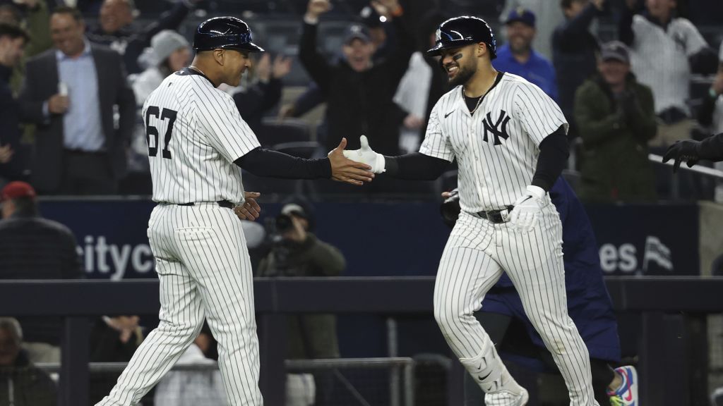 Jasson Domínguez rounds third base on his way to home plate after hitting a walk-off homer in the ninth inning against the Texas Rangers. | Art or Photo Credit: AP